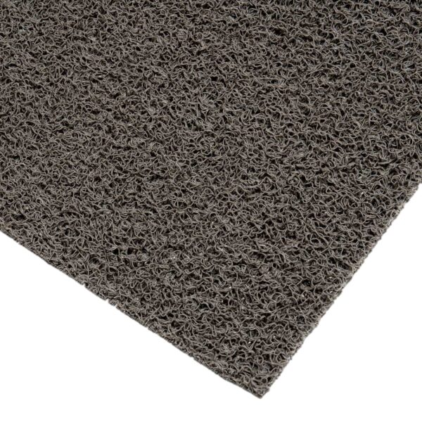 Close-up of a Heavy-Duty PVC Vinyl Roll in grey, featuring a looped, spaghetti-like textured surface, with edge and surface details visible.